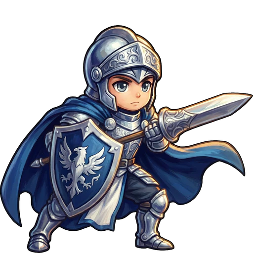 Shared-library battle art of a generic armoured knight in a strike pose