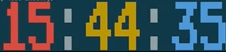 Animated terminal clock showing the time in large colored digits
